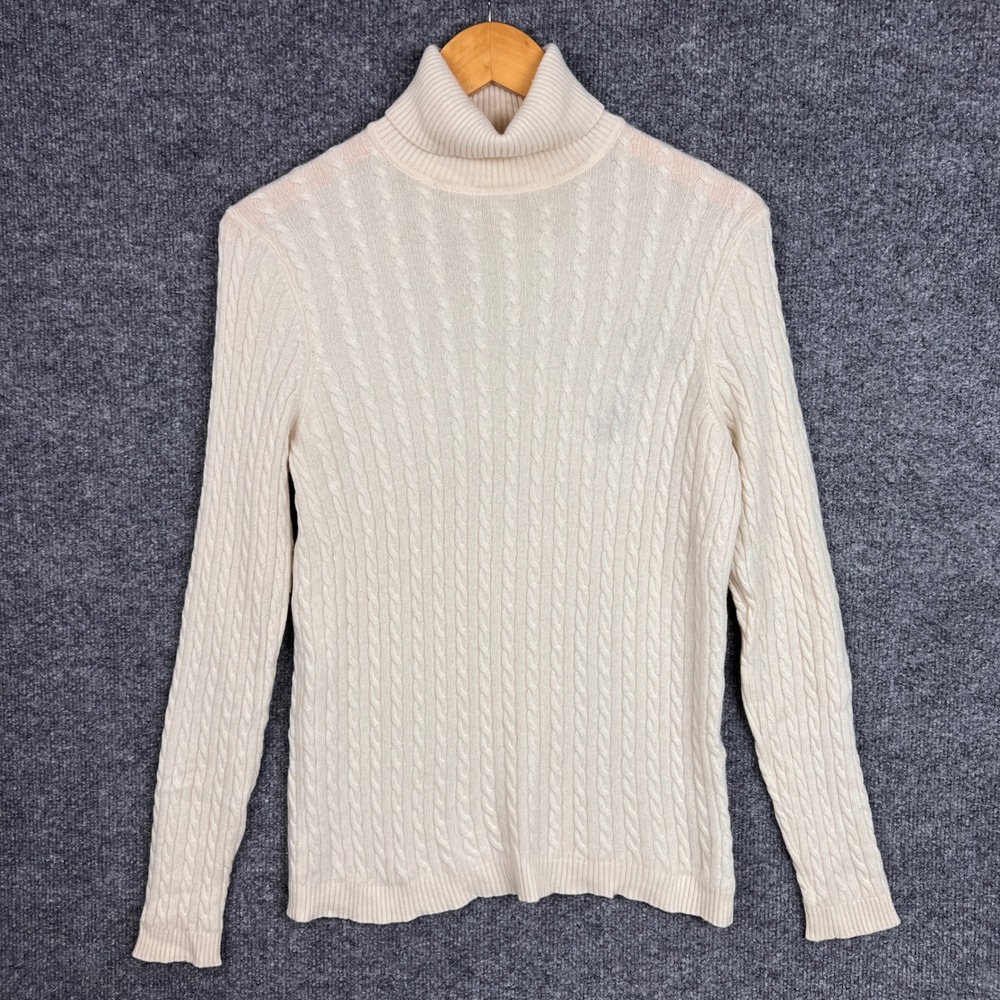 Charter Club Women Cable‎ Knit Long Sleeve Turtleneck Sweater Casual Size M